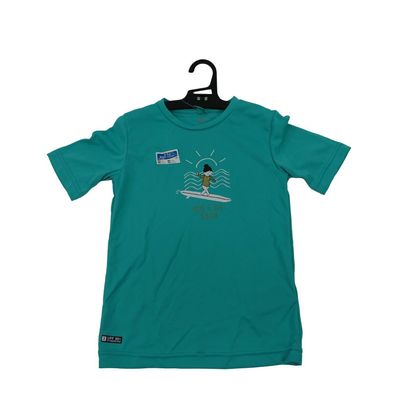 Decathlon Wasser-T-Shirt UV-Schutz Surf Kinder türkisgrün bedruckt 103-112 /4-5J