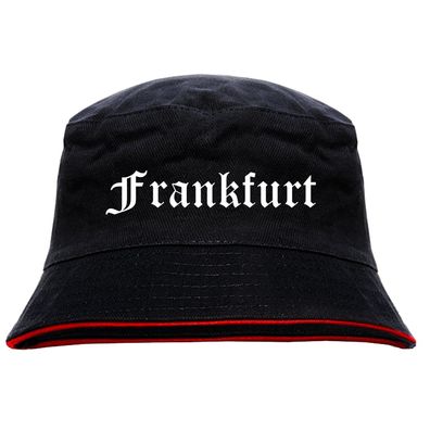 Frankfurt Anglerhut - Altdeutsche Schrift - Schwarz-Roter Fischerhut