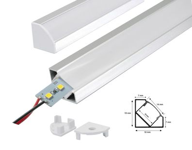 LED Aluprofil Aluminium Alu Schiene Winkelprofil Eckprofil mit LED Alu Strip Licht...