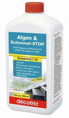 decotric® Algen- und Schimmel-STOP Konzentrat 1 L Reinigt Hauswände, Böden, Dächer