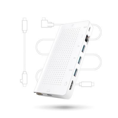 Twelve South StayGo USB-C Hub mit 1M Kabel sowie verstaubarem Kurzkabel - Weiss