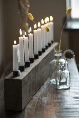 Landhaus Kerzenständer Elenoire 10 Kerzen, Recyclingholz im Shabby antique Chic