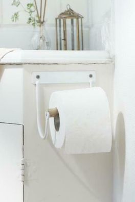 Landhaus Toilettenpapierhalter PAULA rustikal in weiß