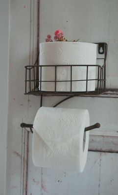 Landhaus Toilettenpapierhalter Carl rustikal in shabby rostfarben