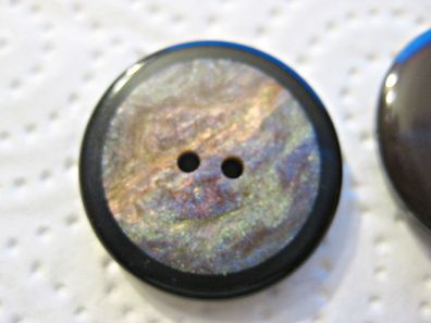 1 Kunststoffknopf schwarz Perlmuttschimmer 25x4 mm 2Loch Nr.4324