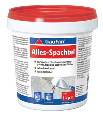 Baufan® Alles-Spachtel (Feinspachtel) 1 kg Ausgleichen von kleinen Unebenheiten
