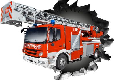 BLACK LABEL GRAFX Wandtattoo Aufkleber WallArtML215 Mauerloch Feuerwehr 3D