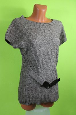 Orsay Pulli M 38 Pullover kurzarm Sweater Damenpulli Sweatshirt mit Gürtel braun