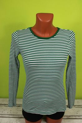 Only Pulli Pullover Shirt langarm S 34/36 grün weiß gestreift Ringelshirt