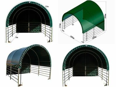 Weidezelt 3 x 3 x 2,8 m Winddicht PVC-Plane 610 Gramm/ m² Unterstand Lager UV Schutz