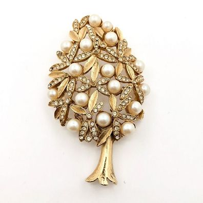 Vintage "Baum" Brosche Strass Perlen