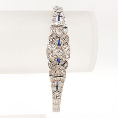 Platin 950er Armband mit 3.40 ct Diamanten und Ceylon Saphire - Handanfertigung