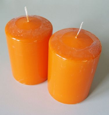 100/60mm 4 Stück/Pack Stumpenkerzen Kerzen mandarin H/Ø RAL 28h Brenndauer