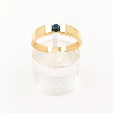 Damenring aus 375er Gelbgold mit blauem Diamanten 0,05 vsi - Gr. 54 (EU)