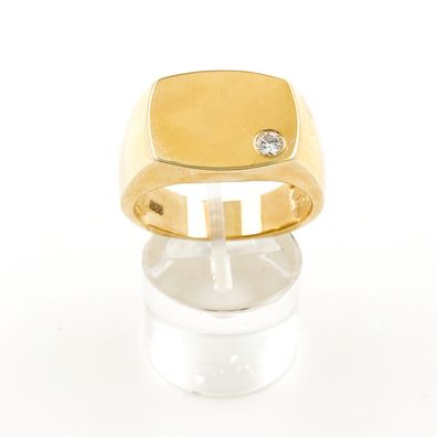 Herren Siegel Ring - 14 kt Gold mit 0.10 ct Diamant - Gr 64 EU