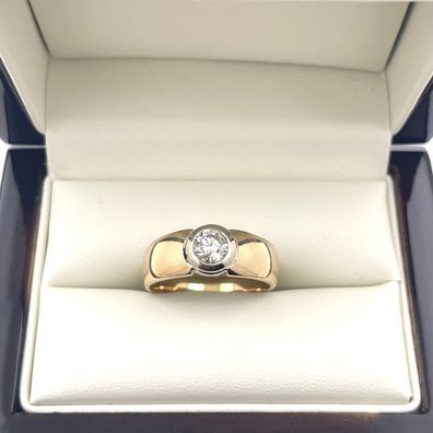 Diamant Ring, 585 Gelb/ Weißgold mit 0.90 ct Diamant