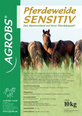 AGROBS Pferdeweide sensitiv 10 kg Nachsaat Fruktanarm Samen Saatgut Gras Gräser