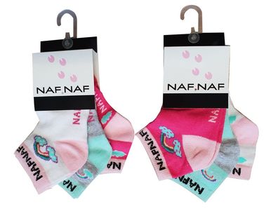 Naf Naf Mädchen Socken 6er Pack mit Regenbogen-Motiv verschiedene Größen