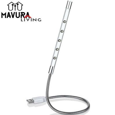MAVURA USB LED Leselampe Schwanenhals Schwenkbar 5 LED Schwanenhalslampe Lampe