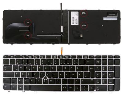 Tastatur HP EliteBook 755 G3 850 G3 G4 ZBook 15u G3 G4 DE beleuchtet SILBER