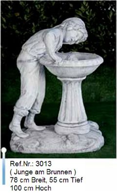 Brunnen aus Weißstein mit einer Kinderfigur ( Ref. Nr. 3013 )