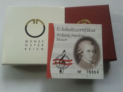 Umverpackung, Zertifikat + Etui für 50 euro 2006 Mozart Gold - NO coin