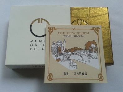 Umverpackung, Zertifikat + Etui für 100 euro 2006 Wienflussportal Gold - NO coin