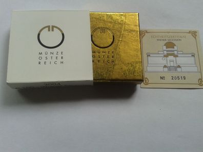 Umverpackung, Zertifikat + Etui für 100 euro 2004 Wiener Secession Gold - NO coin