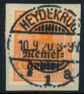 MEMEL 1920 Germania Nr 14 zentrisch gestempelt Briefstück gepr. X472EE6
