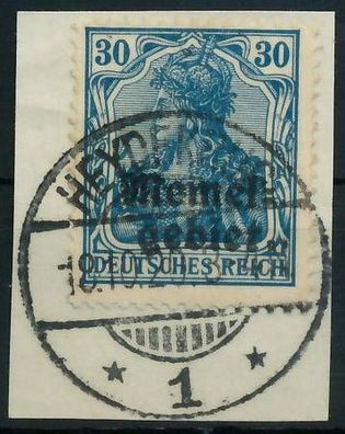 MEMEL 1920 Germania Nr 15 zentrisch gestempelt Briefstück X472EDE