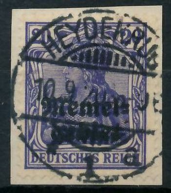 MEMEL 1920 Germania Nr 4 zentrisch gestempelt Briefstück gepr. X472F7A