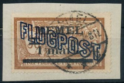 MEMEL 1921 Nr 43 Iy zentrisch gestempelt Briefstück gepr. X472FA2