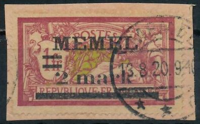 MEMEL 1920 Nr 28x gestempelt Briefstück gepr. X473016