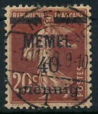 MEMEL 1920 Nr 22a gestempelt gepr. X4730A2