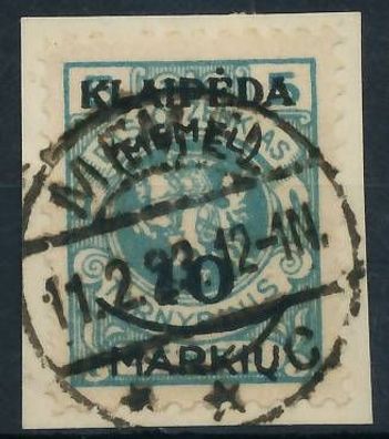 MEMEL 1923 Nr 124 zentrisch gestempelt Briefstück gepr. X4788C2