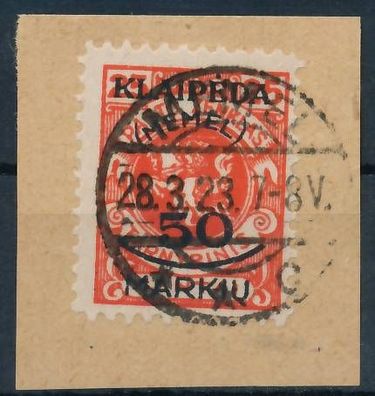 MEMEL 1923 Nr 126 zentrisch gestempelt Briefstück gepr. X4788E6