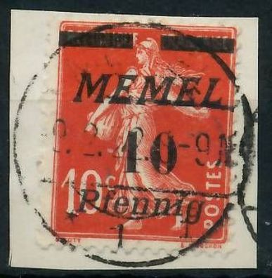 MEMEL 1922 Nr 53 zentrisch gestempelt Briefstück gepr. X478AD2