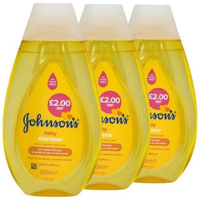 3x Johnson's Baby Shampoo 300ml