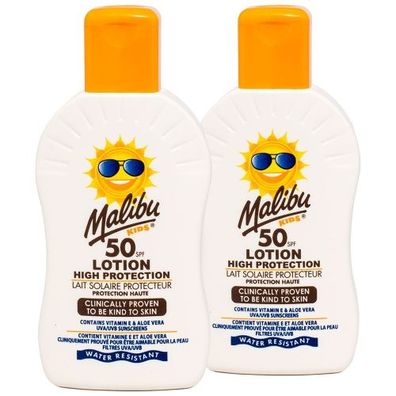 2x Malibu Kids Sonnenlotion SPF50 hoher Sonnenschutz für Kinder 200 ml