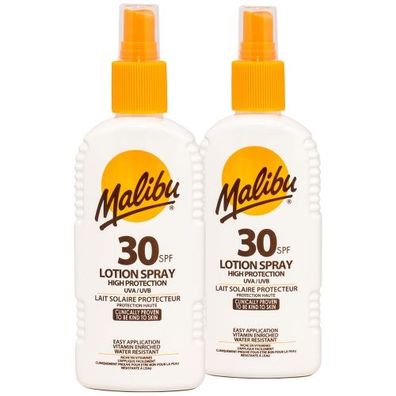 2x Malibu Sonnenlotion Spray SPF30 hoher Sonnenschutz 200 ml