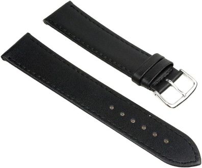 Ersatzband Uhrenarmband XL Leder schwarz mit Ton-in-Ton-Ziernaht 25610S