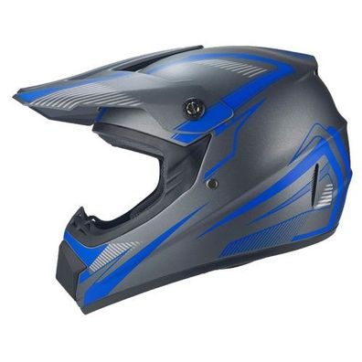 SHADOW of BLUE Crosshelm Motocross Helm für Kinder und Jugendliche grau-blau