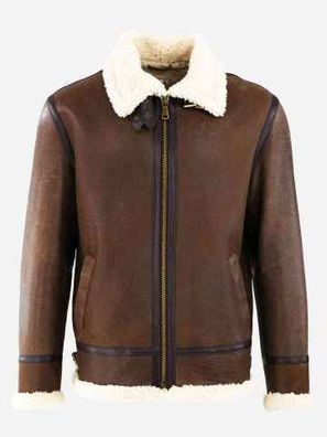 Levinsky Edward Herren Bomber Lederjacke Braun Nappa Lamb Crack Washed Premium