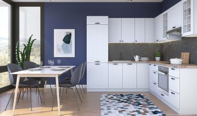 Küchenzeile LE-LO, Küchenblock L-Form 230x250 cm , Landhausstil, Front Farbe wählbar