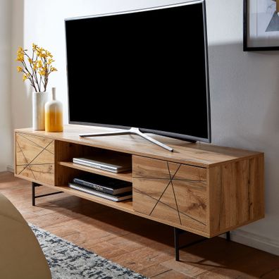 Wohnling TV Schrank 160x45x40 cm Lowboard Holz Fernsehkommode Fernsehschrank