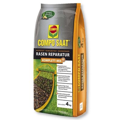 COMPO SAAT Rasen Reparatur Komplett-Mix Plus 4kg Rasendoktor Nachsaat Rasensamen