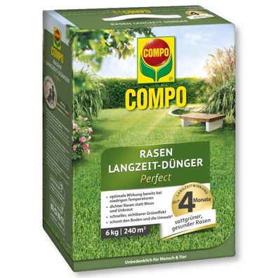 COMPO Rasen Langzeitdünger Perfect 6 kg Rasendünger Langzeitrasendünger
