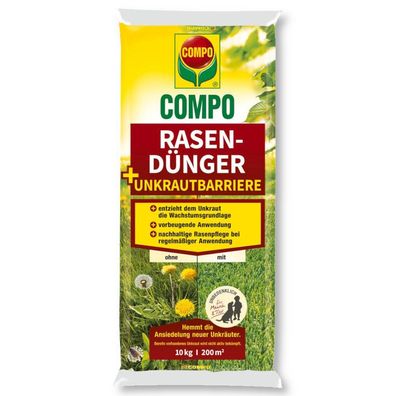 COMPO Rasendünger + Unkrautbarriere 10 kg Rasenpflege Rasenhilfe Rasendoktor