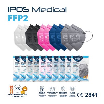 FFP2 Maske extra small (XS) Kindermaske versch. Farben 10 Stück IPOS Atemschutzmaske