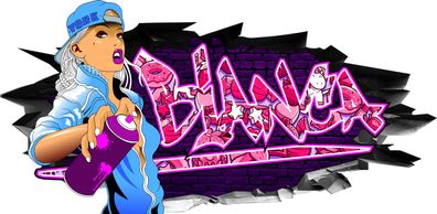 BLACK LABEL GRAFX Wandtattoo Aufkleber Graffiti Mädchen Bianca 3D